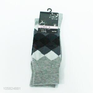 Top sale rhombus pattern winter long socks for women