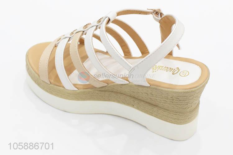 Hot selling stylish summer outdoor slope heel women sandals