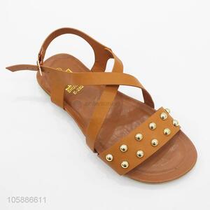 High quality women sandals ladies pu flat sandals