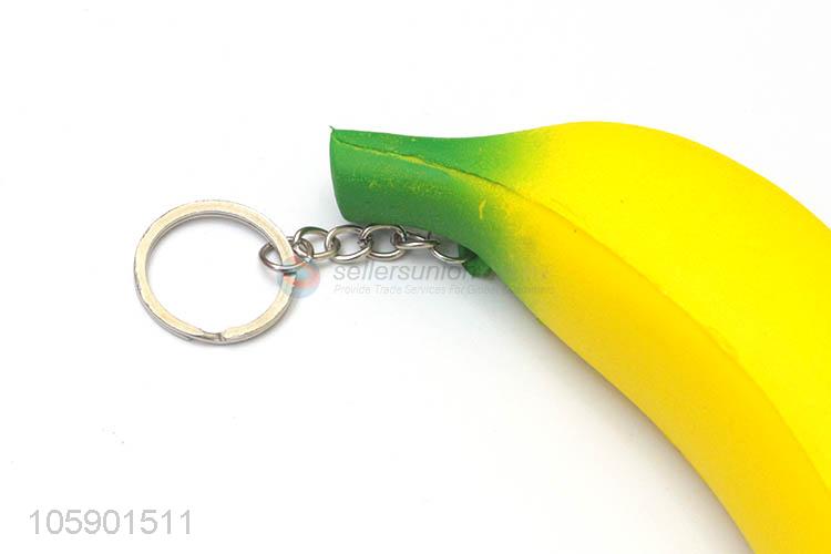 Popular promotional pu material banana key chain key rings