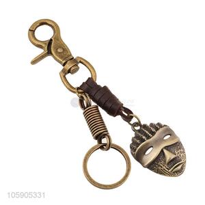 Recent design retro alloy mask pendant leather key chain