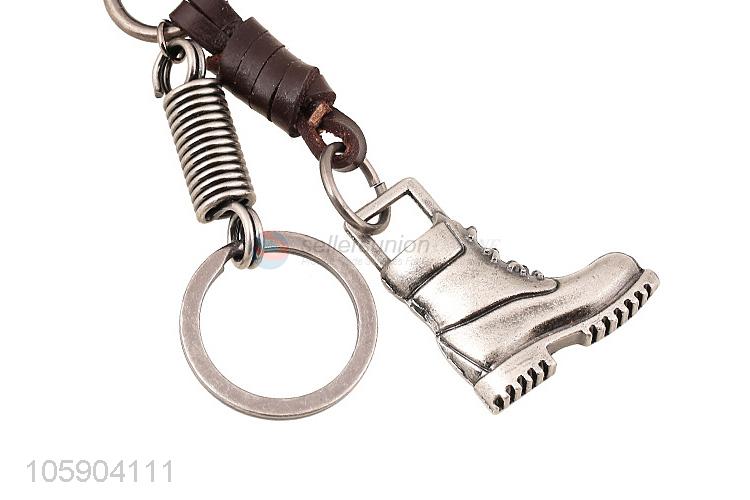 Professional supply boot alloy pendant key chain leather key ring
