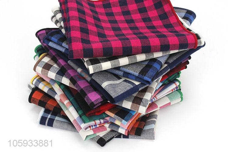 Wholesale Cotton Handkerchief Plaid Pocket Square