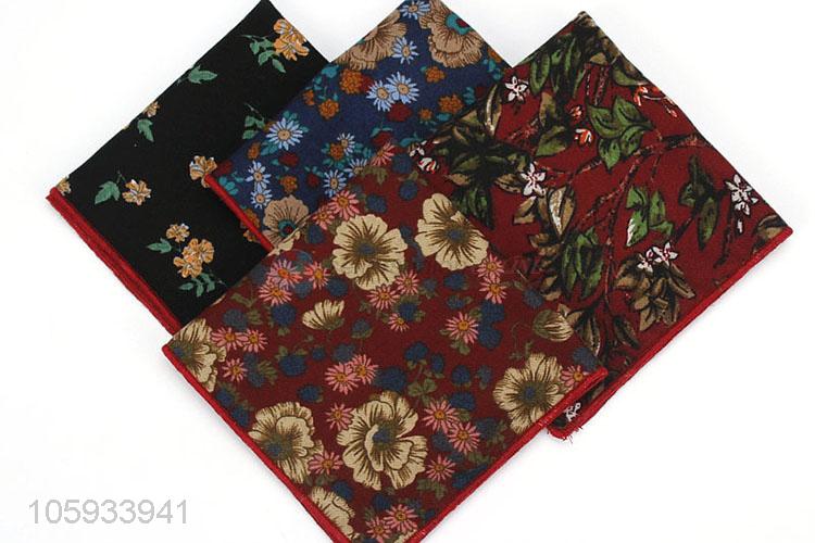 Custom Flower Pattern Cotton Suit Pocket Square