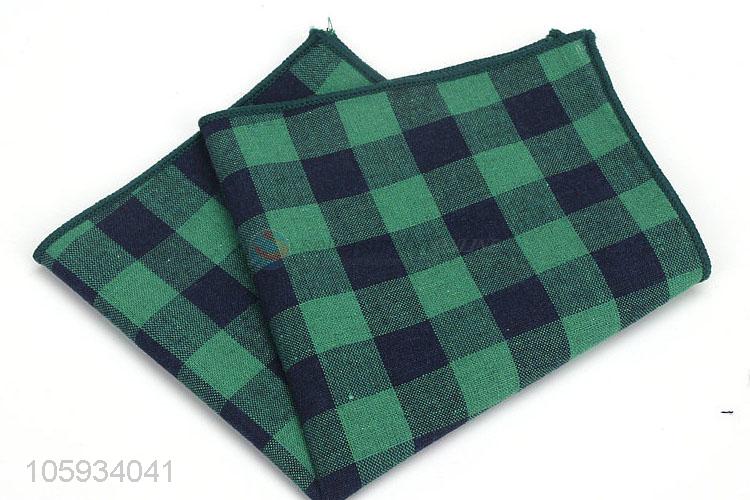 Fashion Plaid Cotton Business Pocket Squares For Men