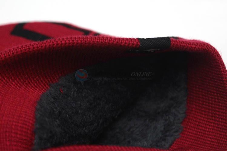 Competitive price winter knitted hat  plus velvet thick warm cap
