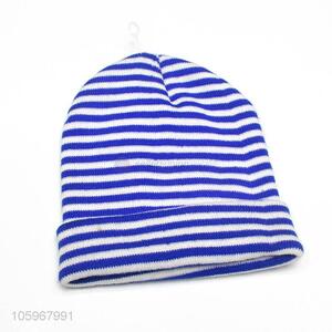 Fashion blue striped knit winter warm hat