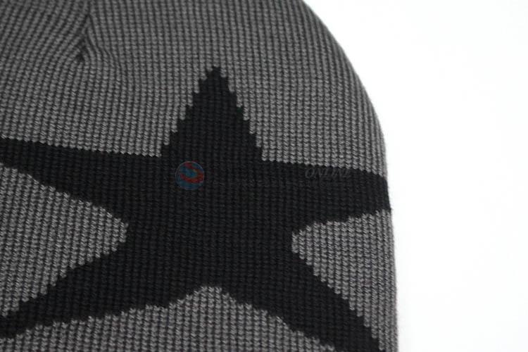 Direct price pentagram pattern winter plus velvet thick knitted beanie hat