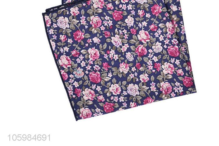 Factory wholesale men pocket square flower printed handkerchief