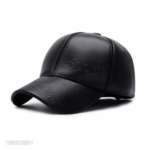 High quality men's outdoor warm pu earmuffs baseball cap