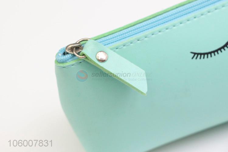 Cheap wholesale mint green pu material pen bag pencil bag