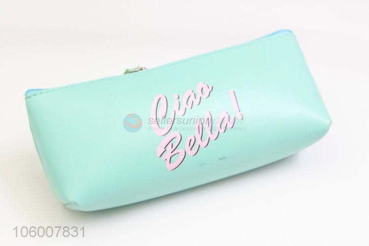 Cheap wholesale mint green pu material pen bag pencil bag