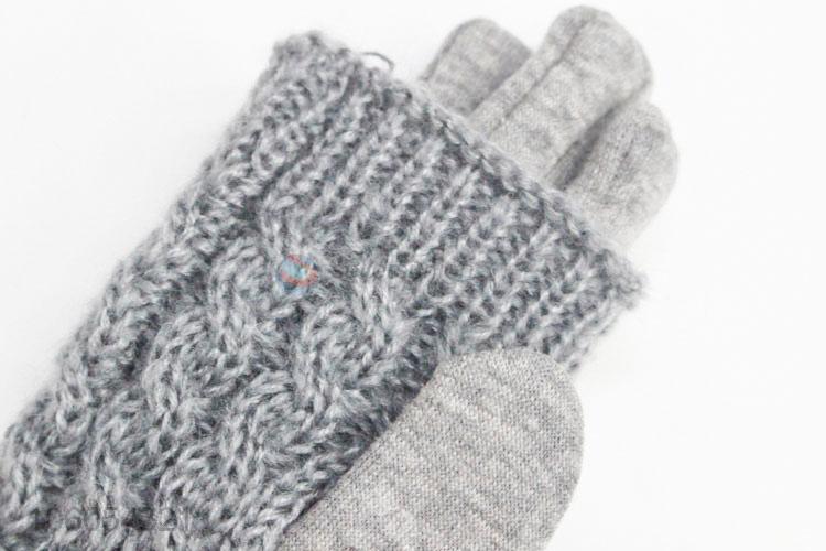 Good Quality Winter Knitted Velvet Lining Gloves For Children