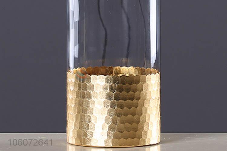 Fashion Clear Glass Vases With Gold Leaf Base