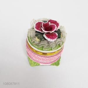 Good quality flower ornament ceramic jewel box trinket present box