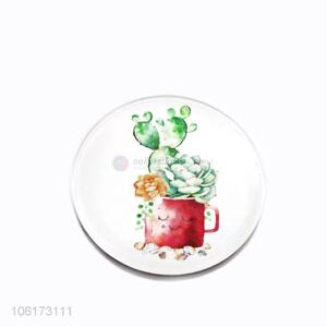 Bulk price succulents pattern round glass fridge magnet