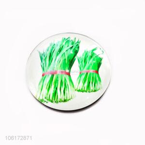Customized cheap vegetables pattern round glass fridge magnet