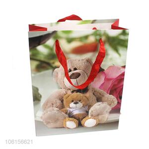 Wholesale foldable bear pattern portable paper gift bag