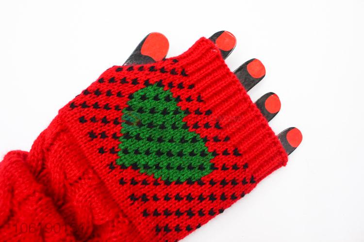 Advertising and Promotional Women Winter Warmer Knitted Long Fingerless Gloves Mitten