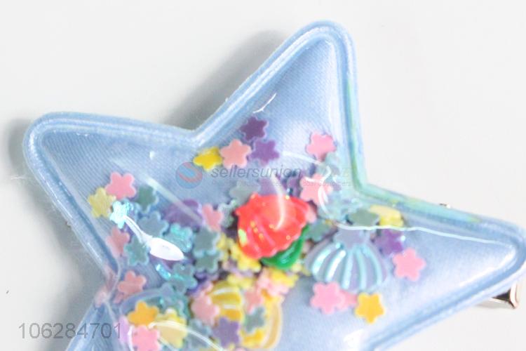 China manufacturer candy-colored five-point star pu hair clip