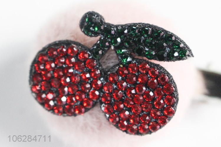 Popular design fashion strawberry hair clip pompom hairpin