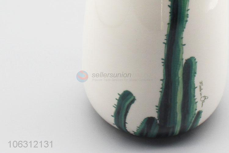 Superior factory green plant leaf pattern porcelain vase