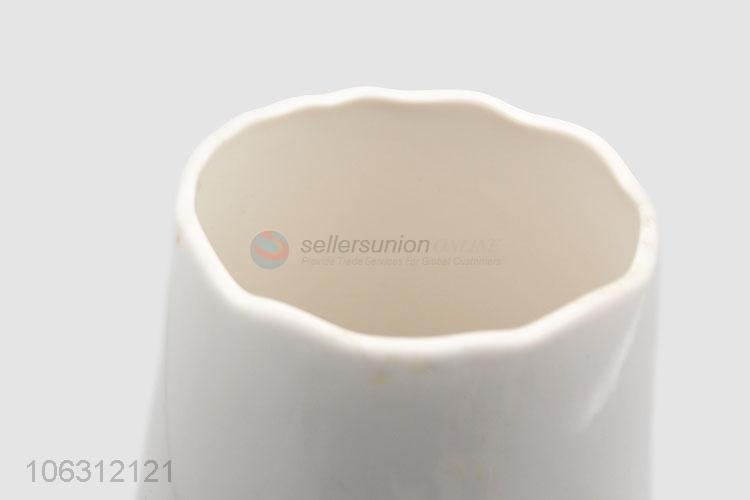 Wholesale popular green leaf printing porcelain flower vase