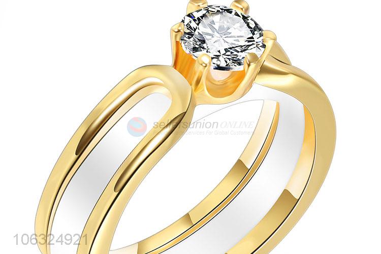 Contracted Design Ceramic Crystal Wedding Rings Jewelry