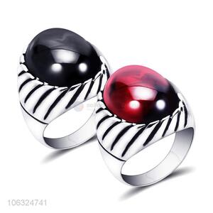 Fashion Vintage Titanium Steel With Big Stone Power Ring Jewelry For Men