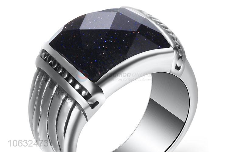 Hfashion Diamond Couple Rings Titanium Steel Punk Ring