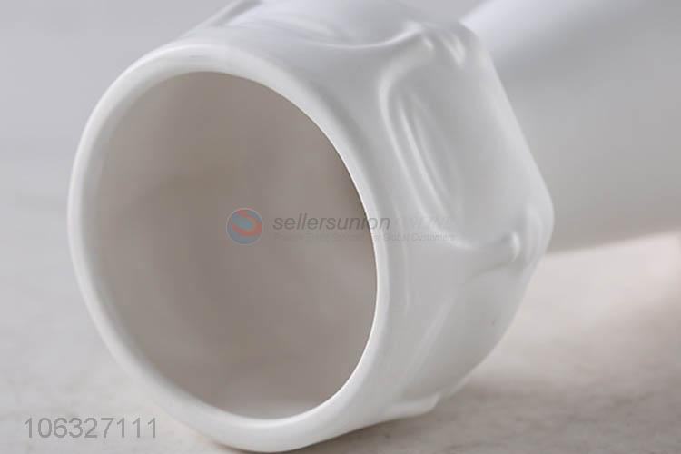 Hot Style Milk White Surface Porcelain Human Face Pot Ceramic Vase