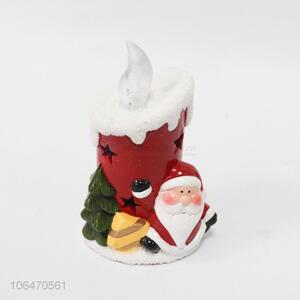 New products festival decoration Christmas candle holder design ceramic crafts with led light