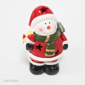 Newest home decoration Christmas snowman ceramic crafts with led light