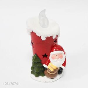 New style festival decoration Christmas candle holder design ceramic crafts with led light