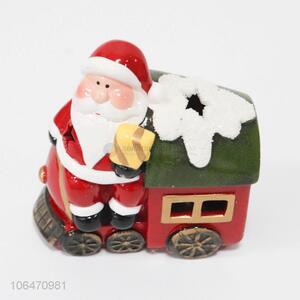 New arrival home decoration Father Christmas ceramic crafts with led light