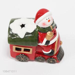 Best price festival decoration Christmas snowman ceramic crafts with led light