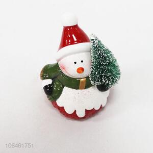 Cheap handmade ceramic christmas snowman ornament for decoration