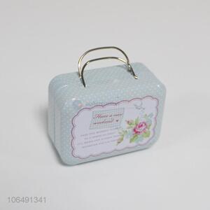 Newly designed fashion rectangle iron storage cans with handle