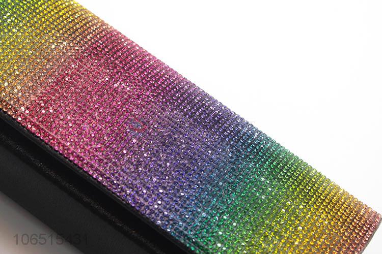 Best sale rainbow rhinestone party evening bag shoulder bag with chain strap