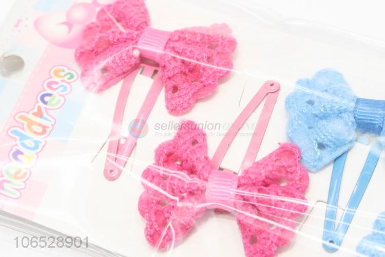 Custom Lovely Hairpin Kids Bow Hair Clip Set For Girls