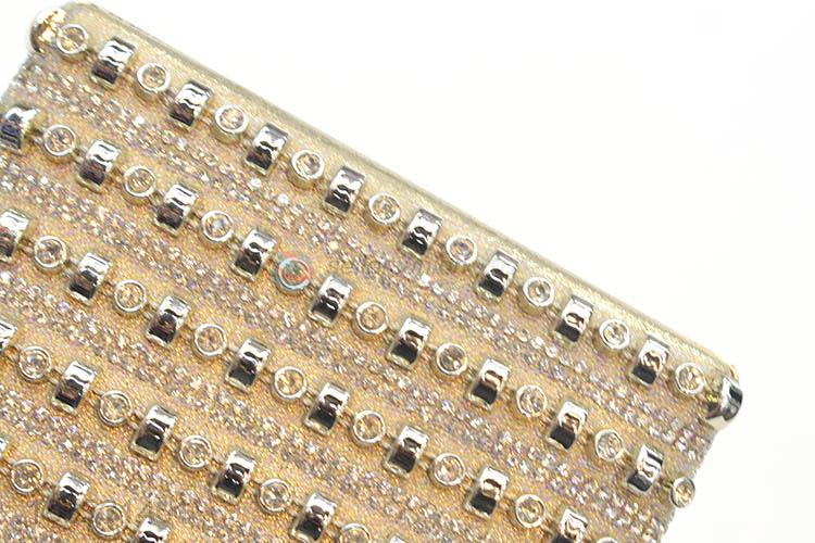 Modern Design Rhinestone Evening Bags Clutch With Shoulder Chain