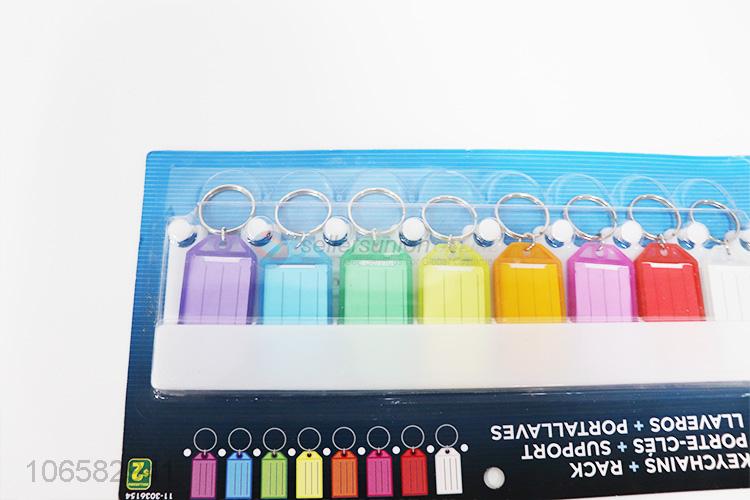 Wholesale 8pcs multicolor plastic keychains with rack