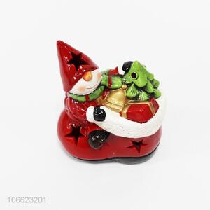 New products decorative ceramic snowman figurine ornaments for Christmas