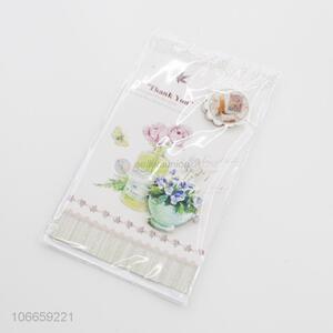 Fashion Flower Pattern Glitter Powder Greeting Card