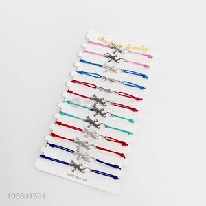 Low price fashion 12pcs alloy lizard bracelet with colorul band