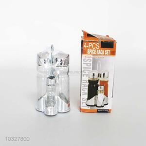 Contracted Design 4PCS Glass Condiment Bottle with Spice Rack