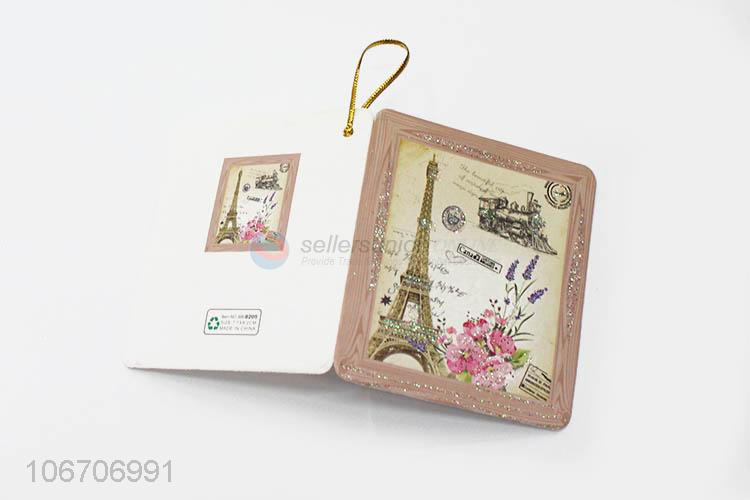 OEM factory rectangle flower printed paper greeting card