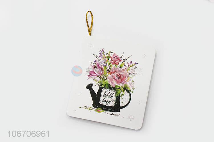 Premium quality rectangle flower printed paper greeting card