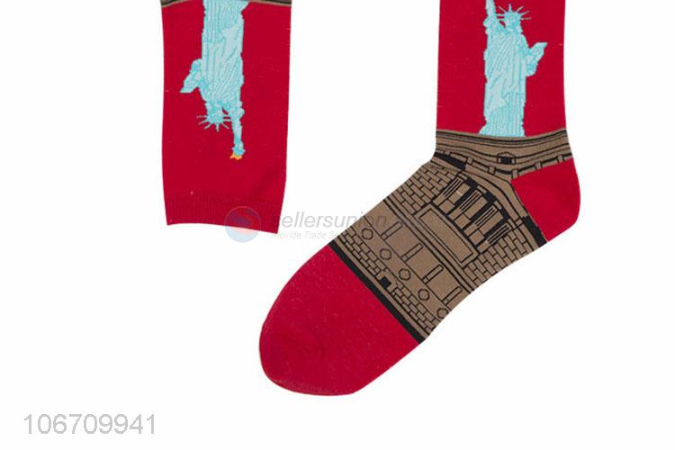 Unique Design Men Mid-Calf Length Sock Breathable Cotton Sock