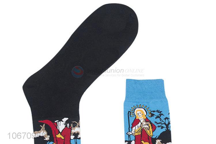 Wholesale Custom Men Mid-Calf Length Knitting Breathable Socks